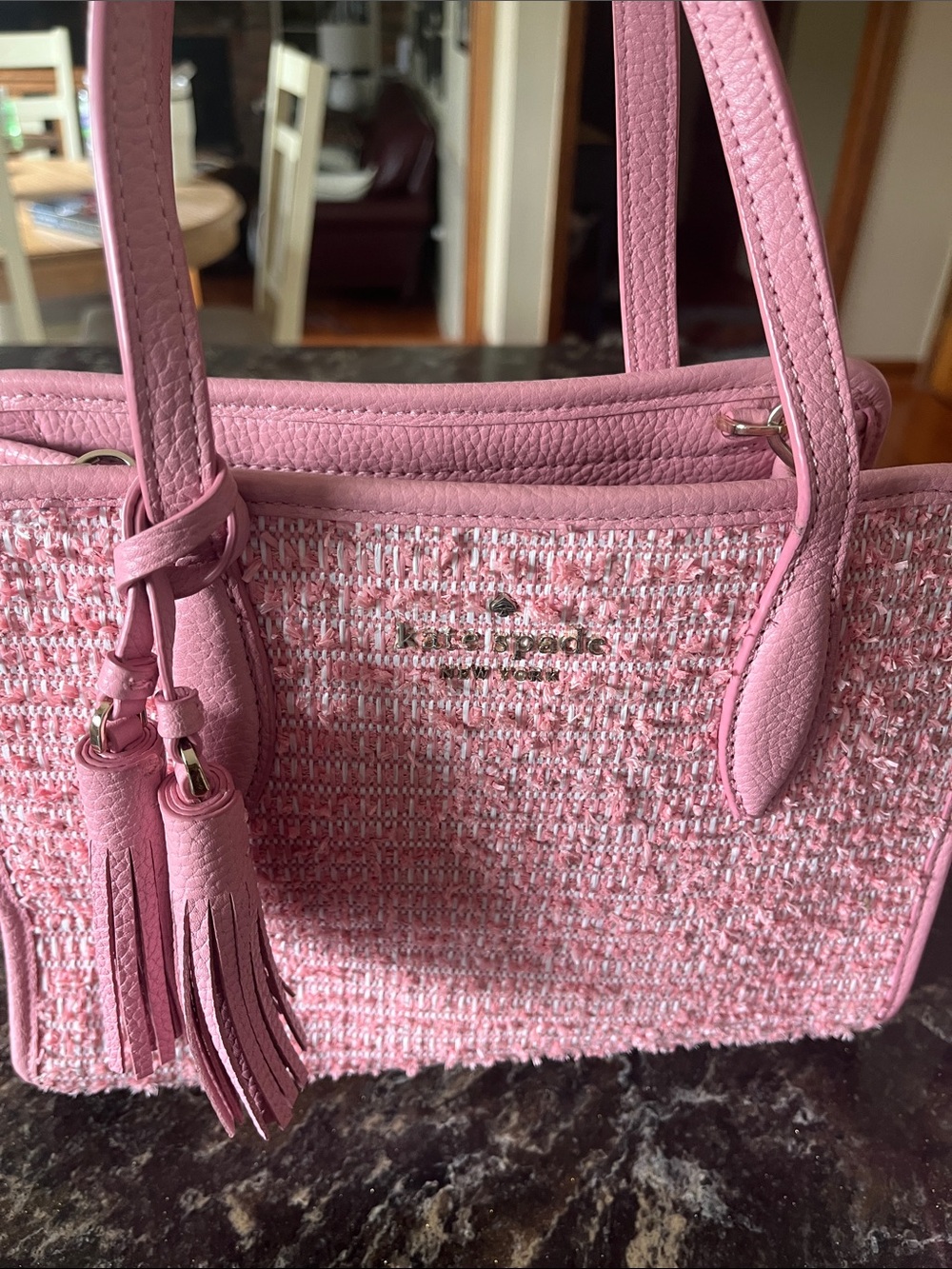 kate spade Pink Tweed Shoulder Bag with Tassels - Picture 2 of 5